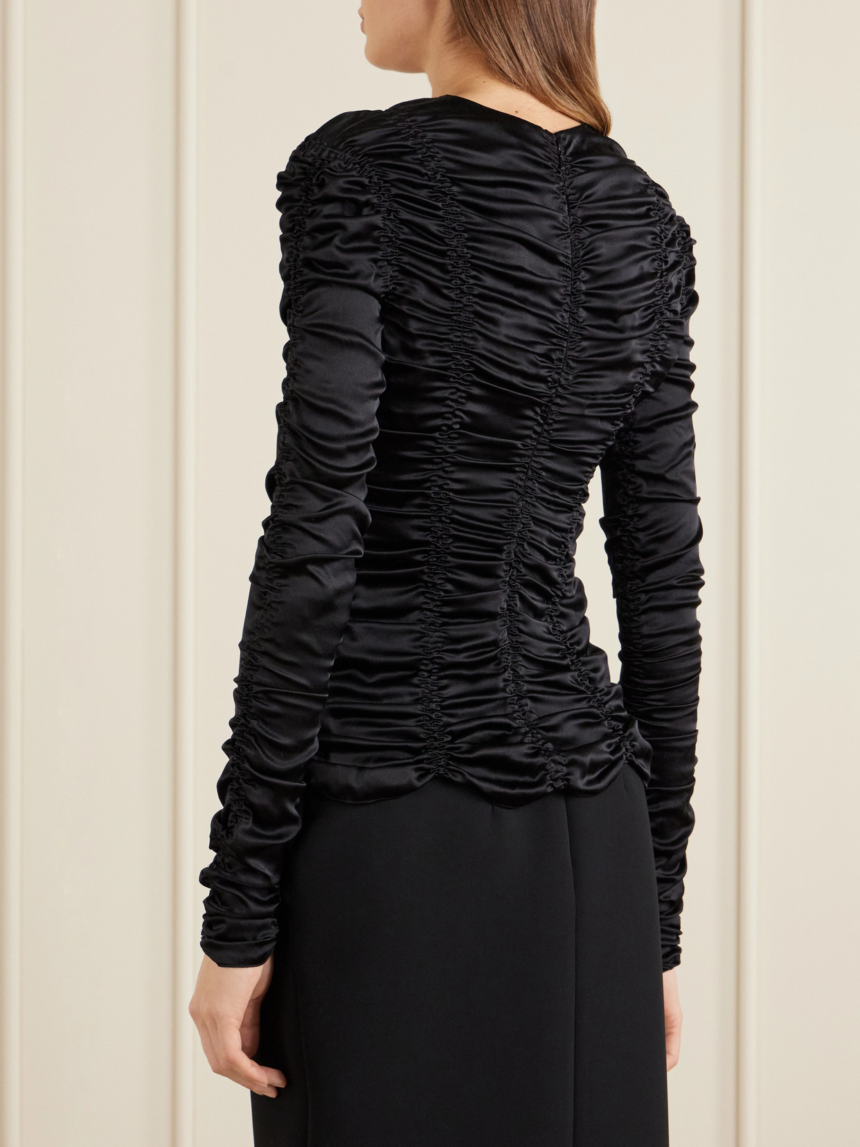 Rory Ruched Silk-Satin Top