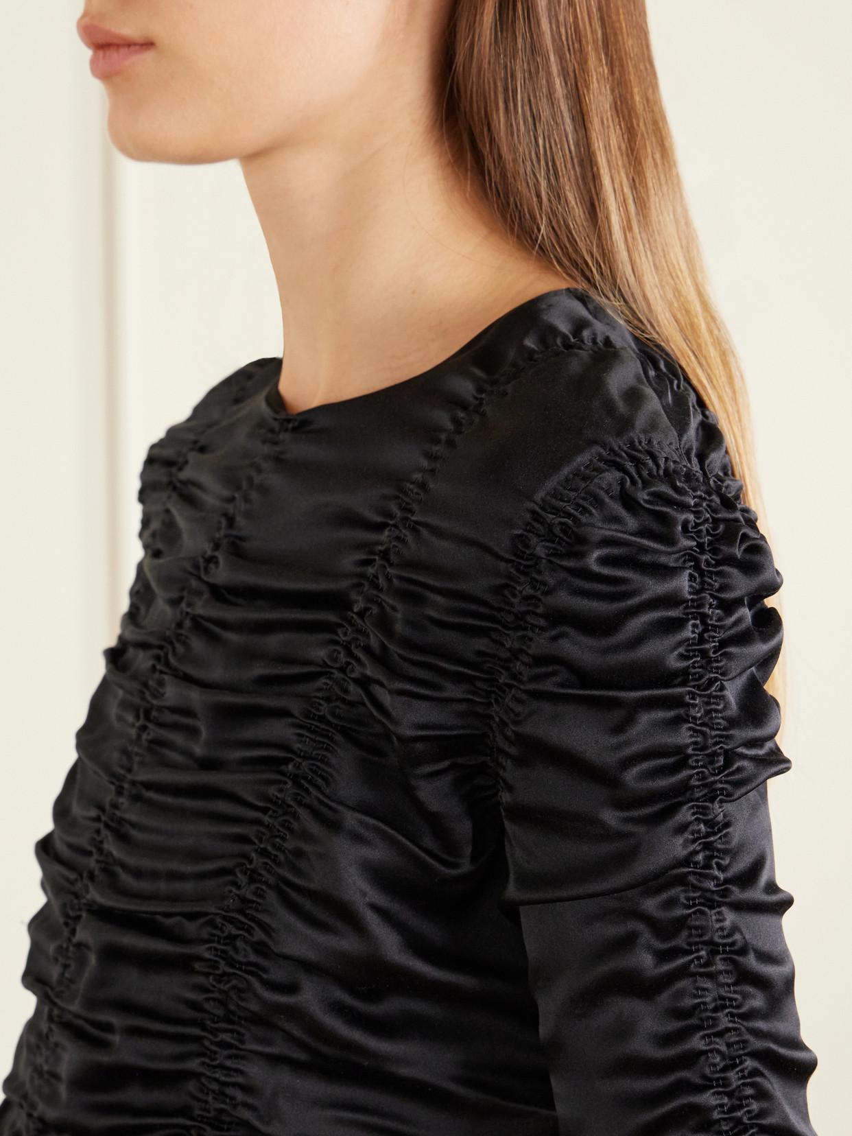 Rory Ruched Silk-Satin Top