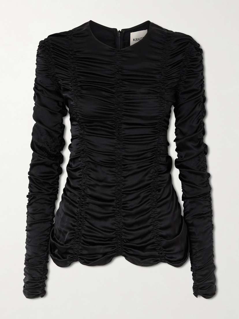 Khaite Rory Ruched Silk-satin Top