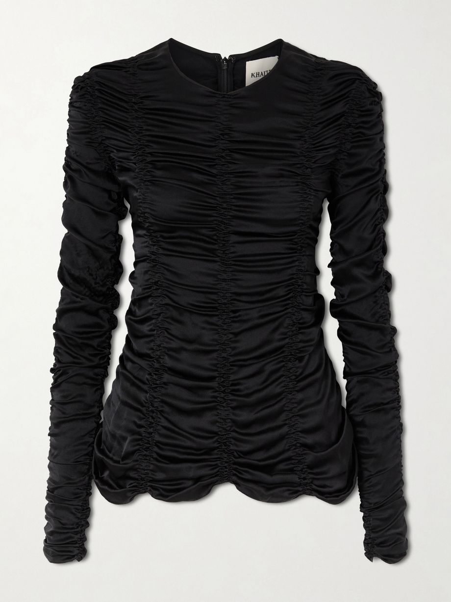 Rory ruched silk-satin top