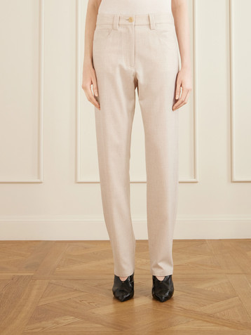 KHAITE Callum stretch wool and cashmere-blend straight-leg pants