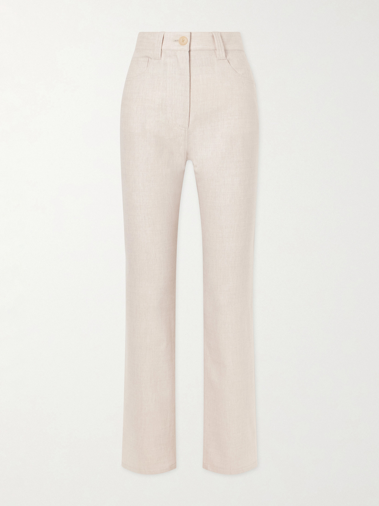Khaite Callum Stretch Wool And Cashmere-blend Straight-leg Pants In Pink