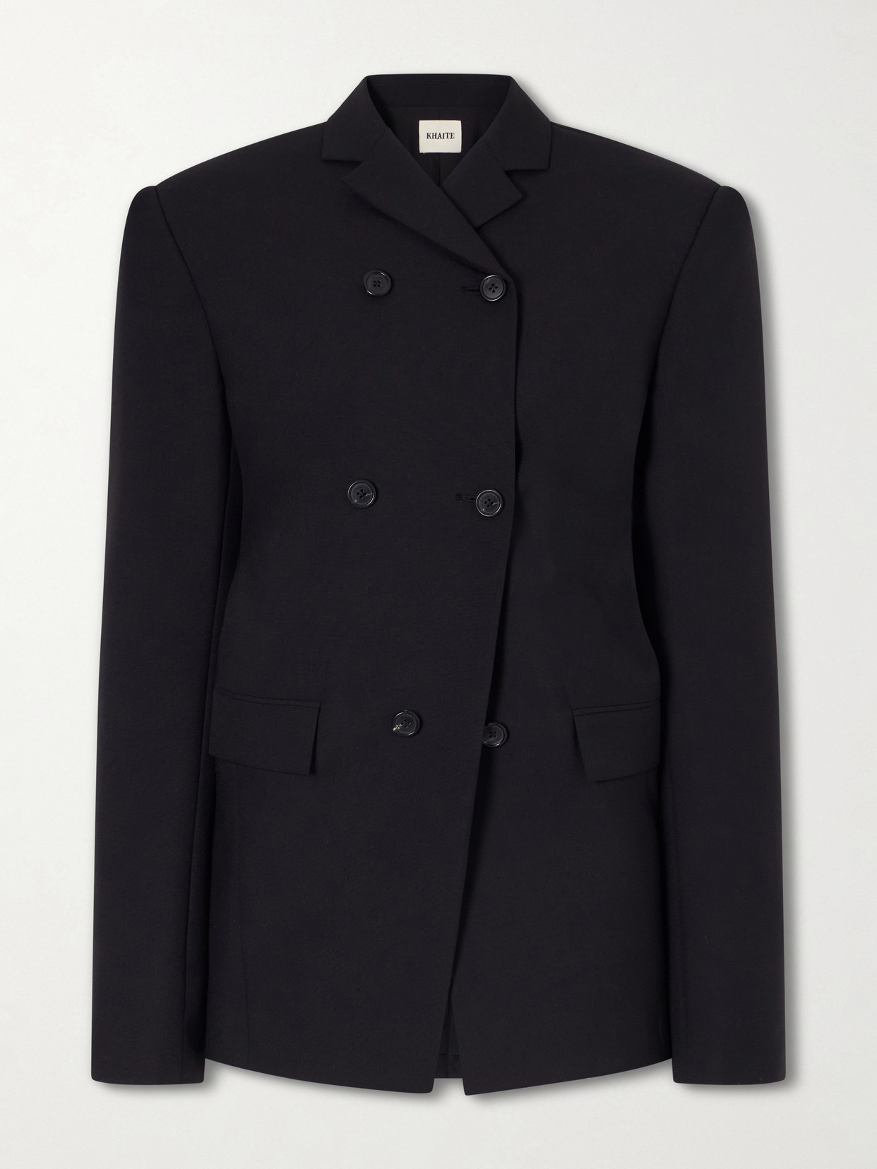 Khaite Rolo Double-breasted Wool And Silk-blend Blazer In Black