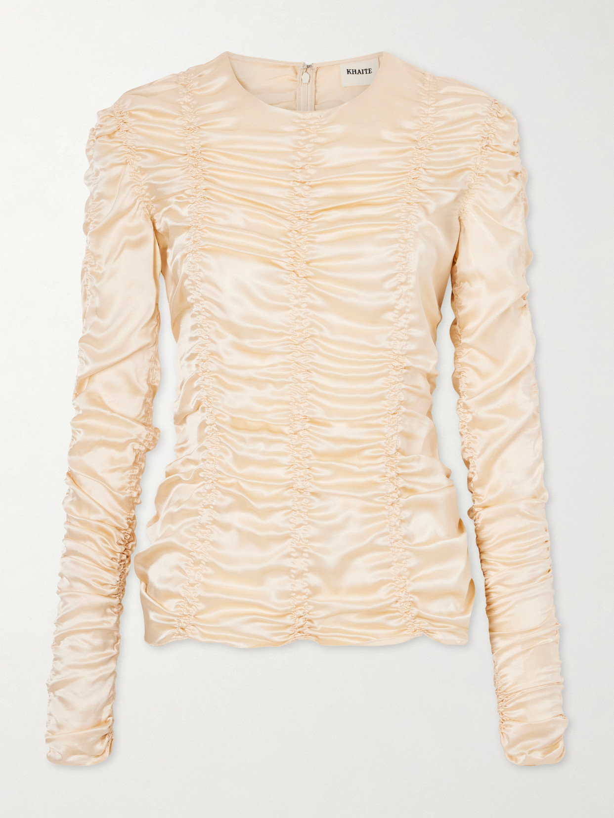Khaite Rory Ruched Silk Top In Neutral