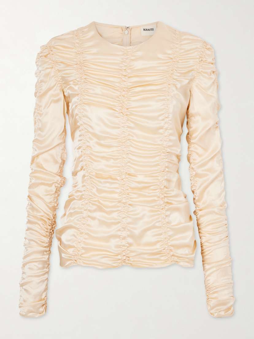 Khaite Rory Ruched Silk Top