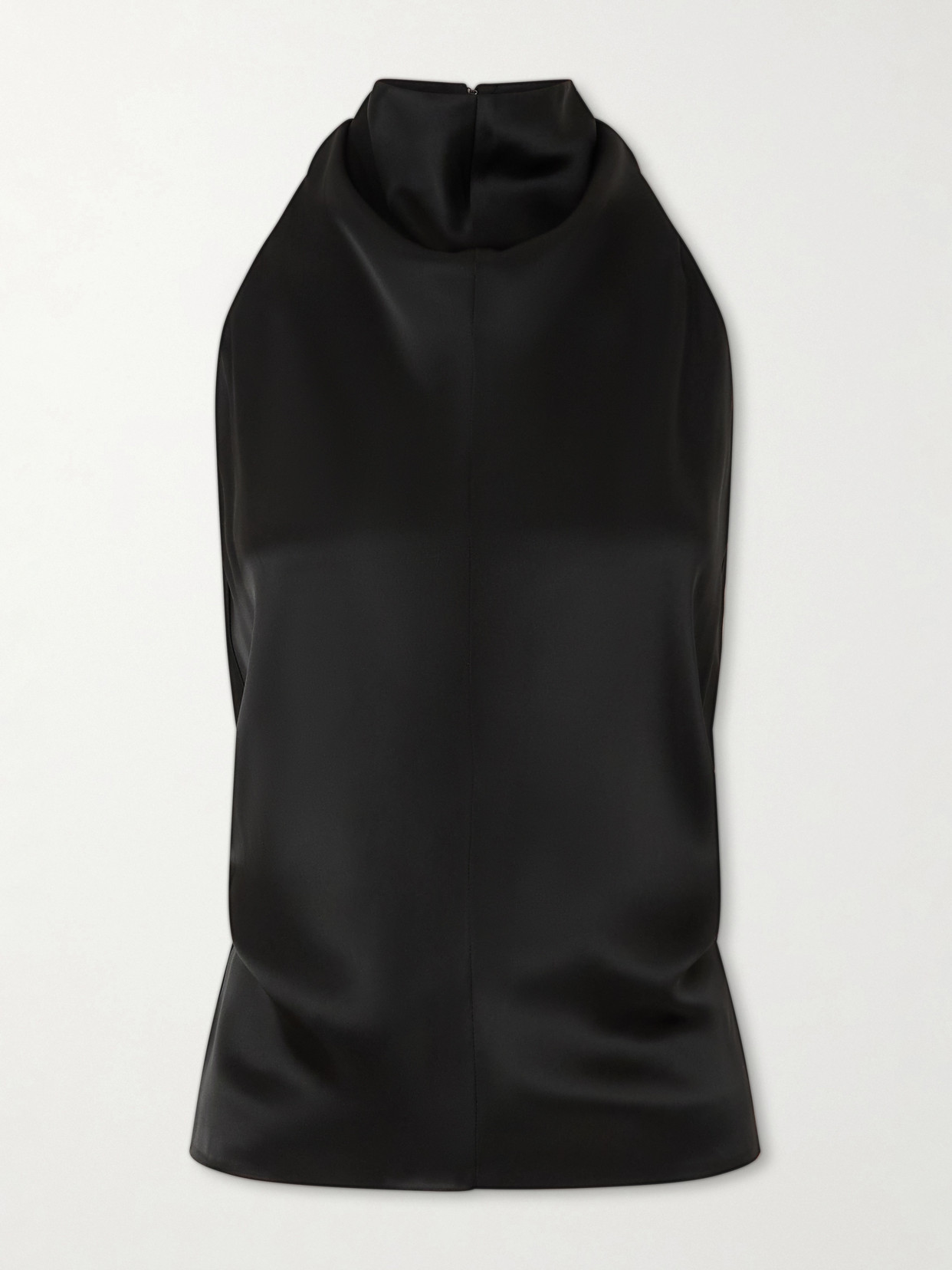 KHAITE - Rone Satin Halterneck Blouse - Black