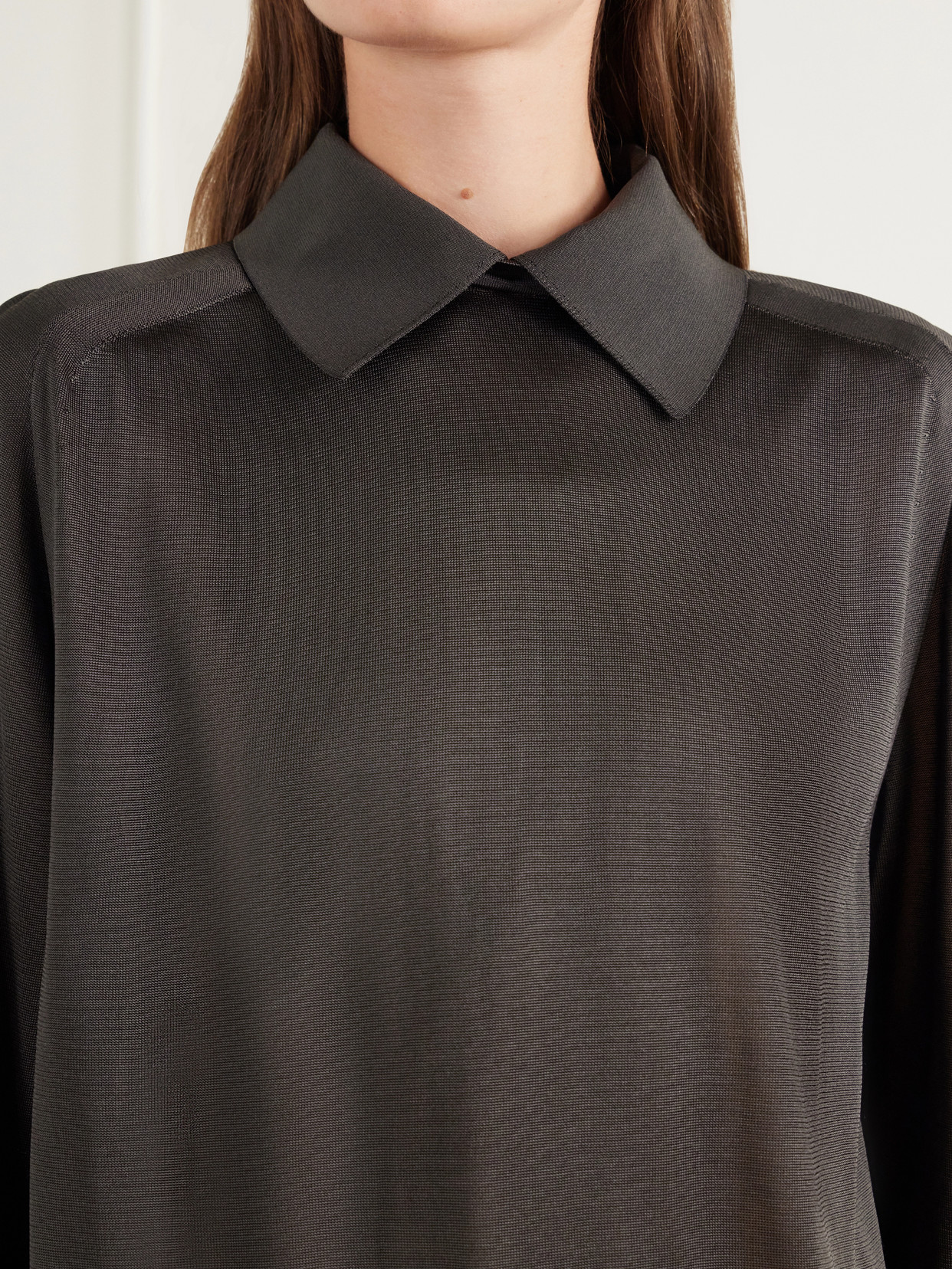 Alexa Silk-Knitted Polo Sweater