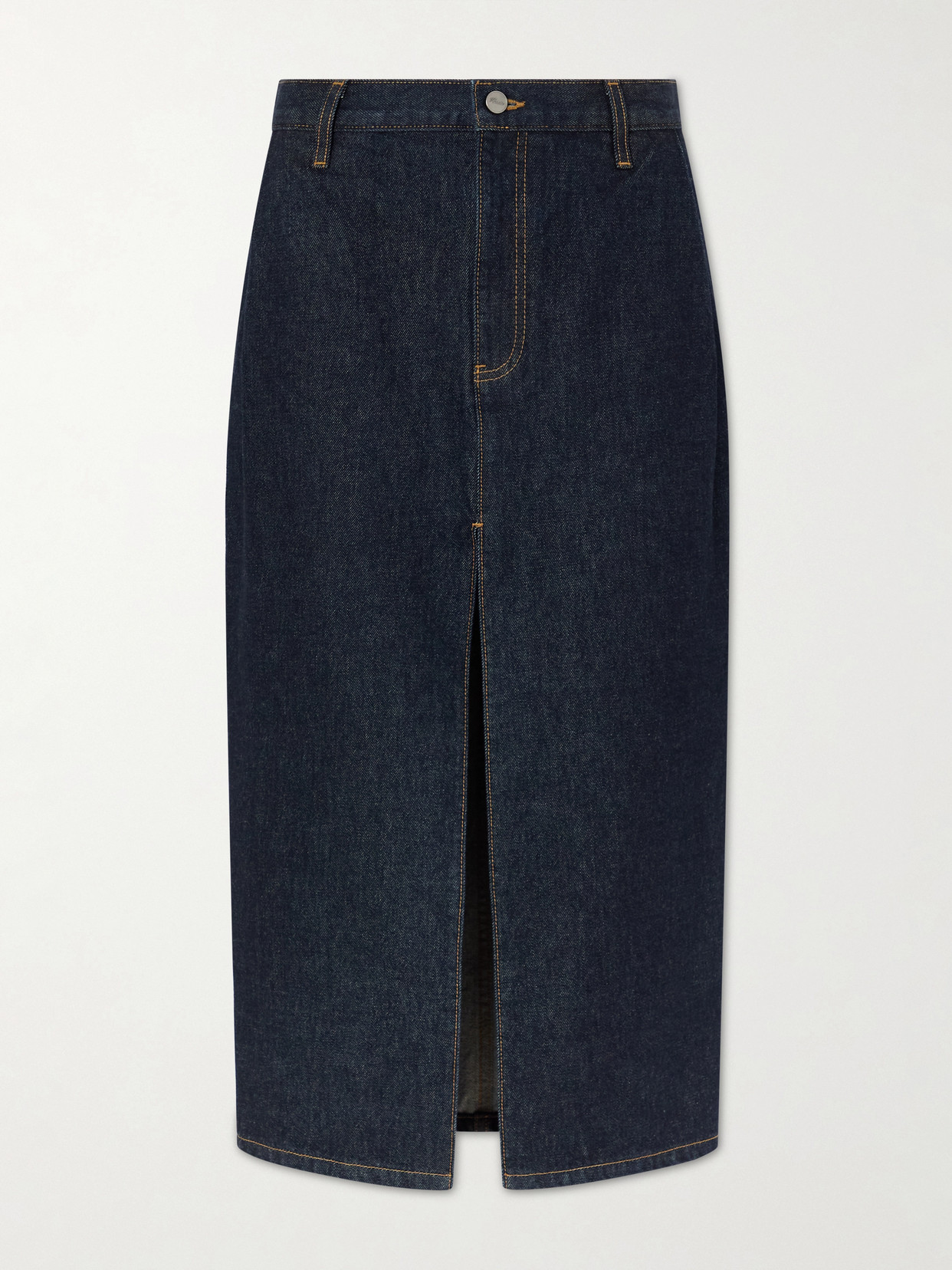 Khaite Anden Denim Midi Skirt In Black