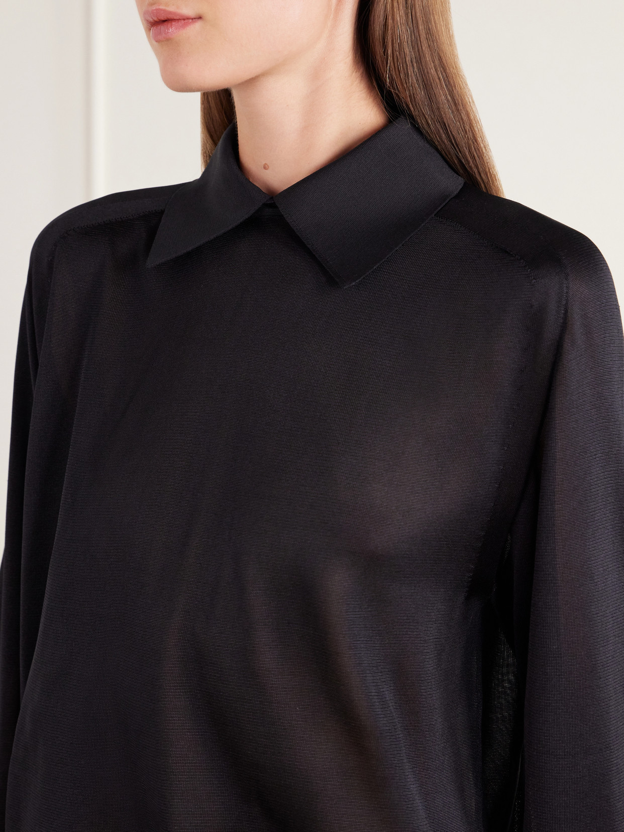 Alexa Silk-Knitted Polo Sweater