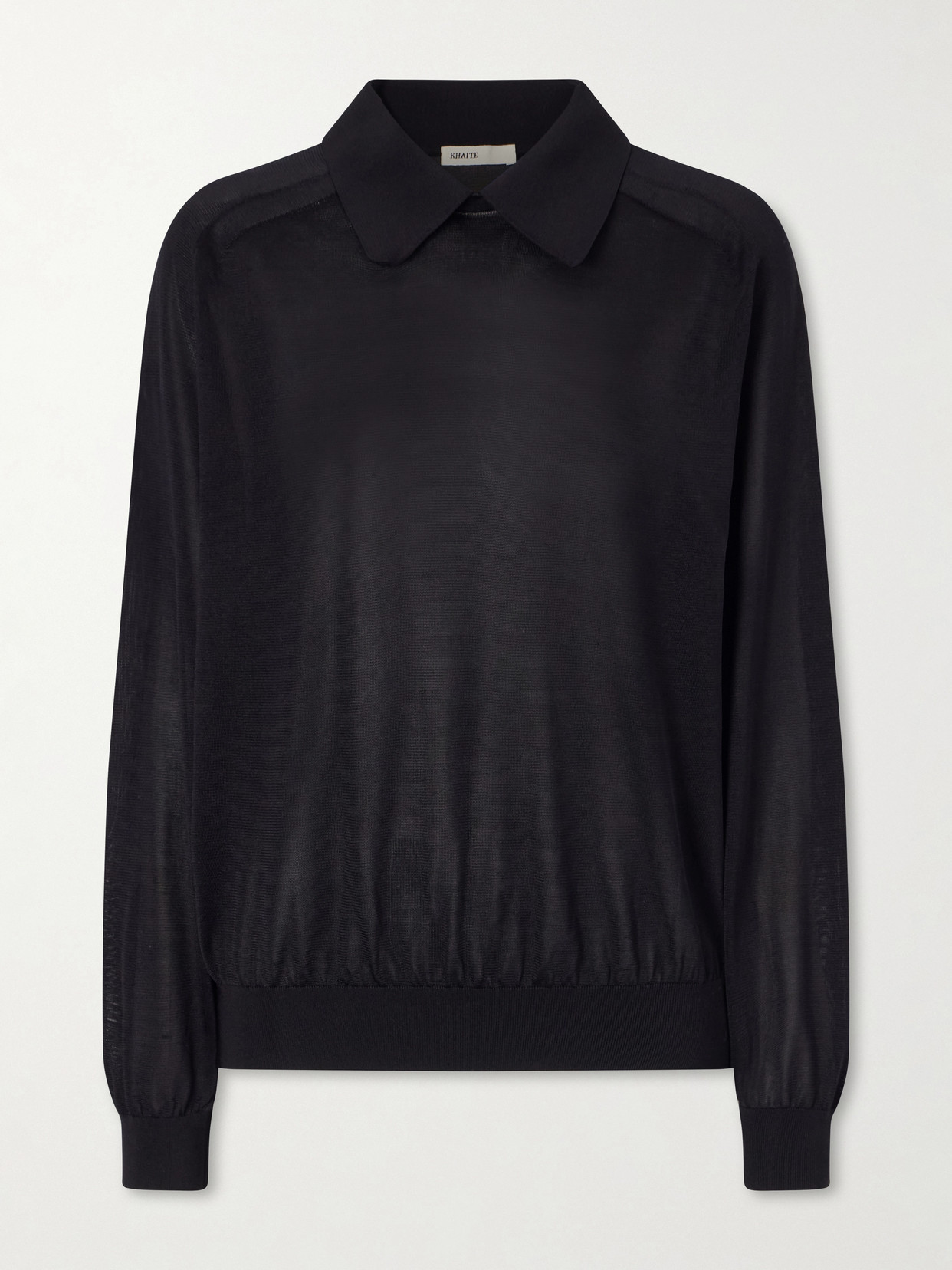 KHAITE - Alexa Silk-knitted Polo Sweater - Black