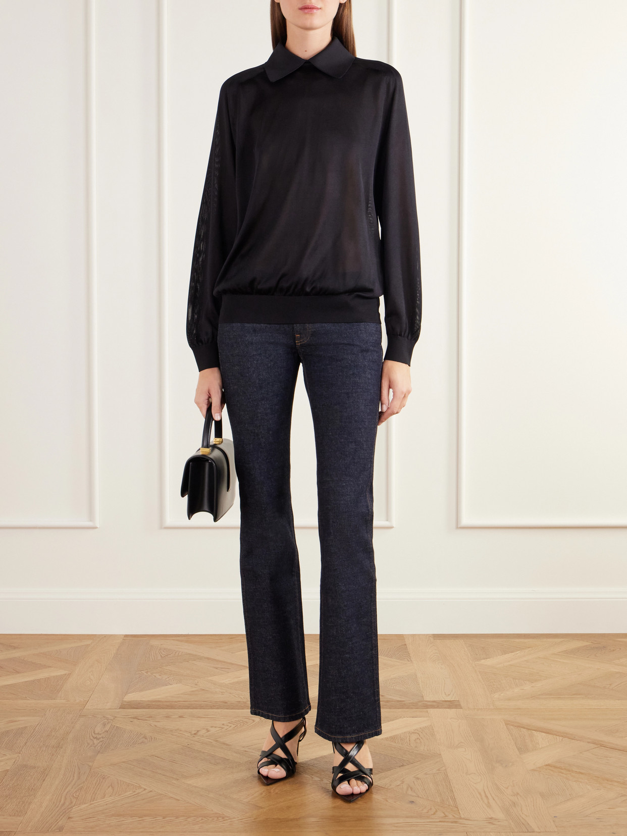 Alexa Silk-Knitted Polo Sweater