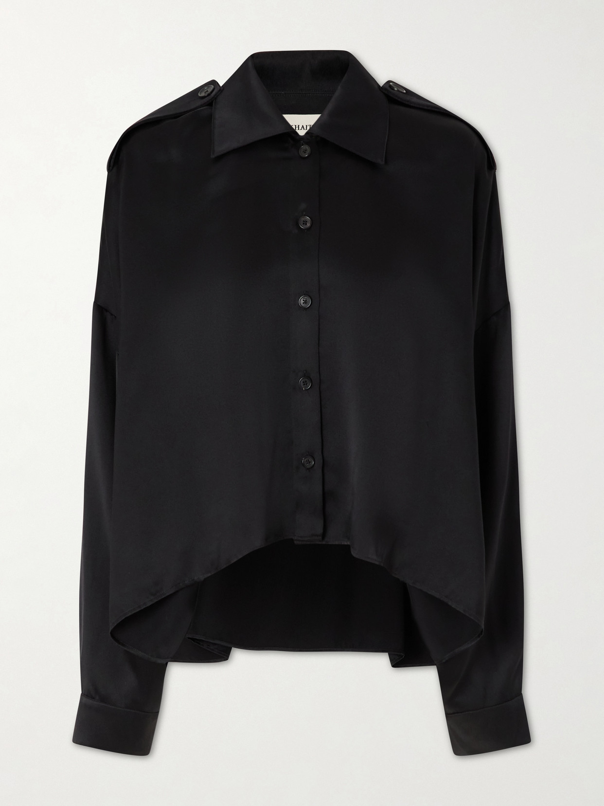 Khaite Bodine Silk-satin Shirt In Black