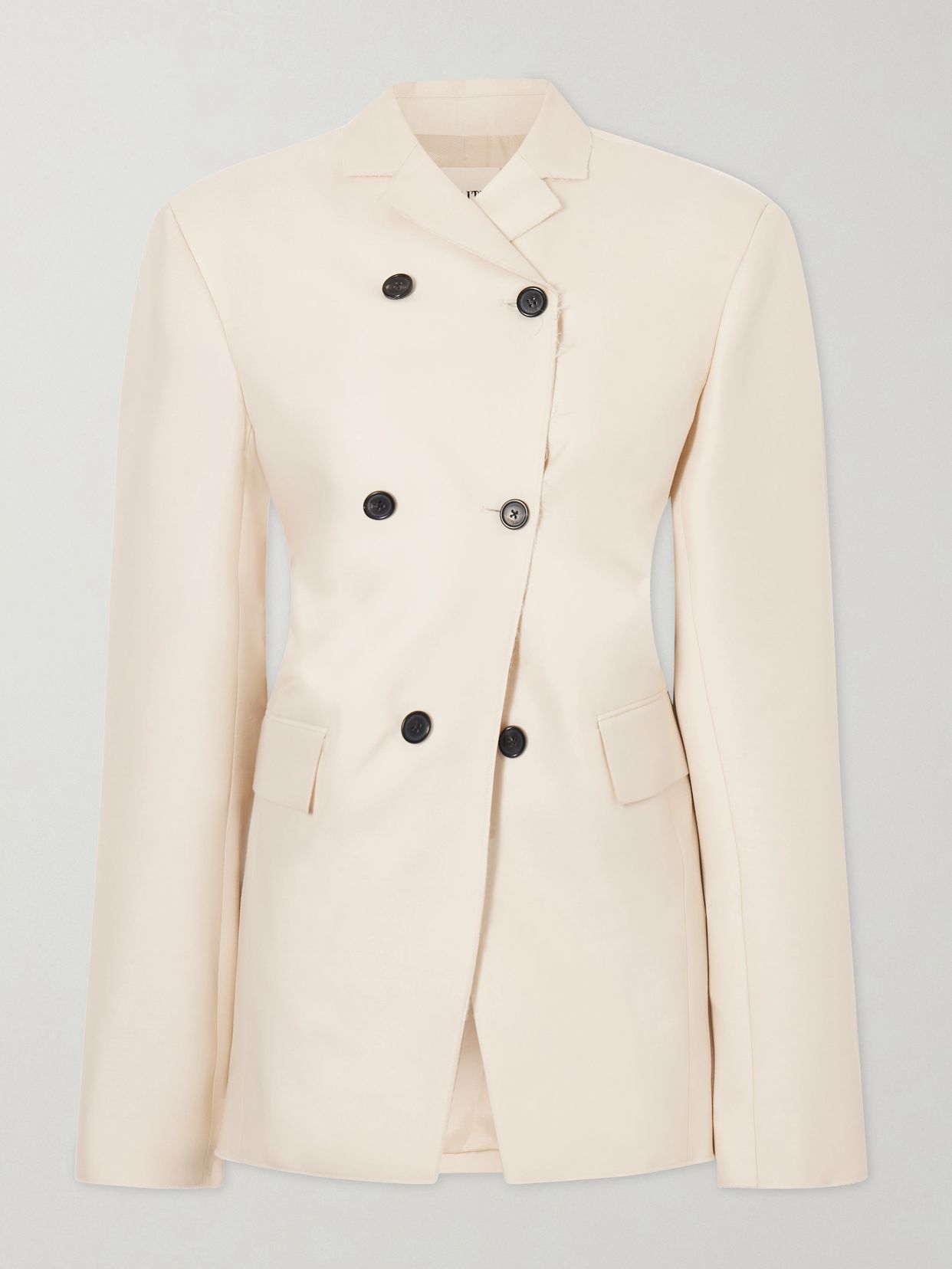 rolo double breasted wool and silk blend blazer