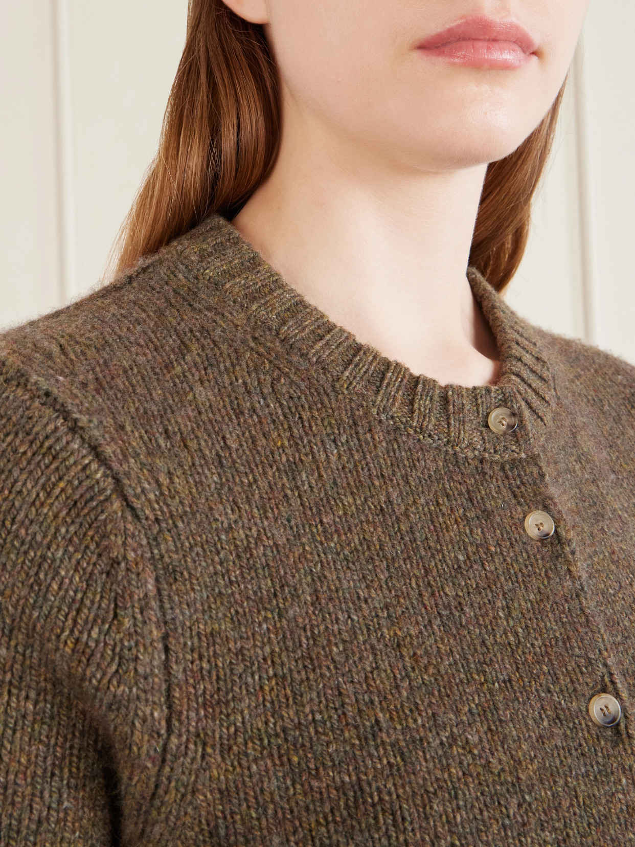 Khaite Womens Artichoke Nora Short-sleeve Knitted Cashmere Cardigan In Brown