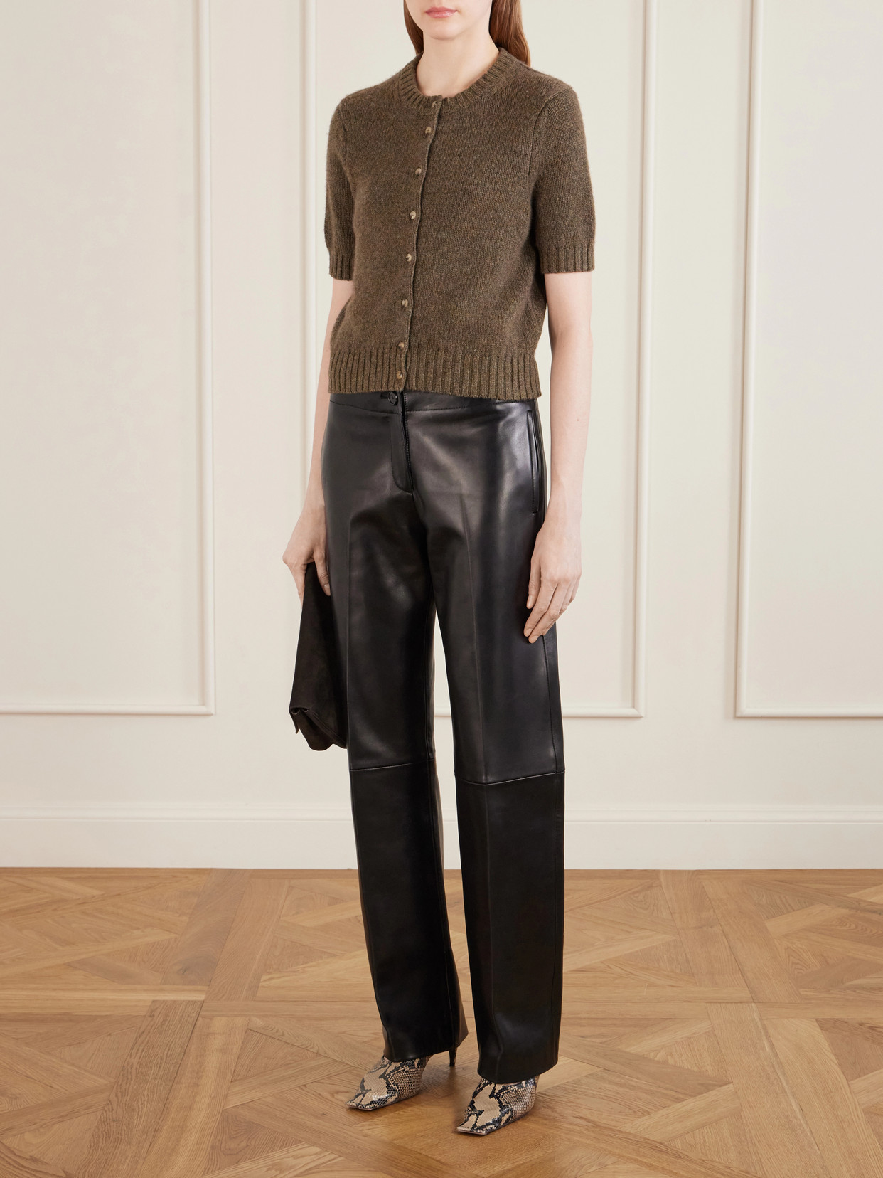 Khaite Womens Artichoke Nora Short-sleeve Knitted Cashmere Cardigan In Brown