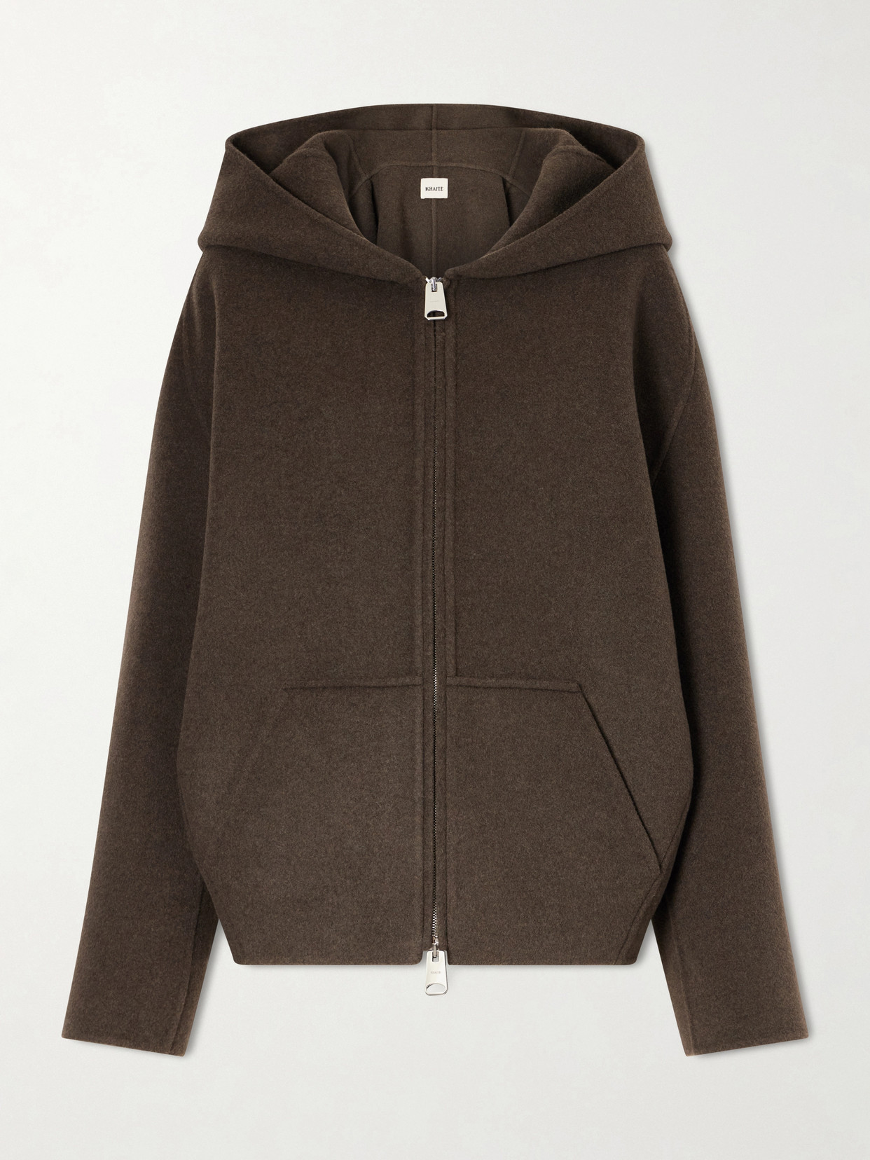 Khaite Dolem Hooded Wool Zip-up Jacket In Brown