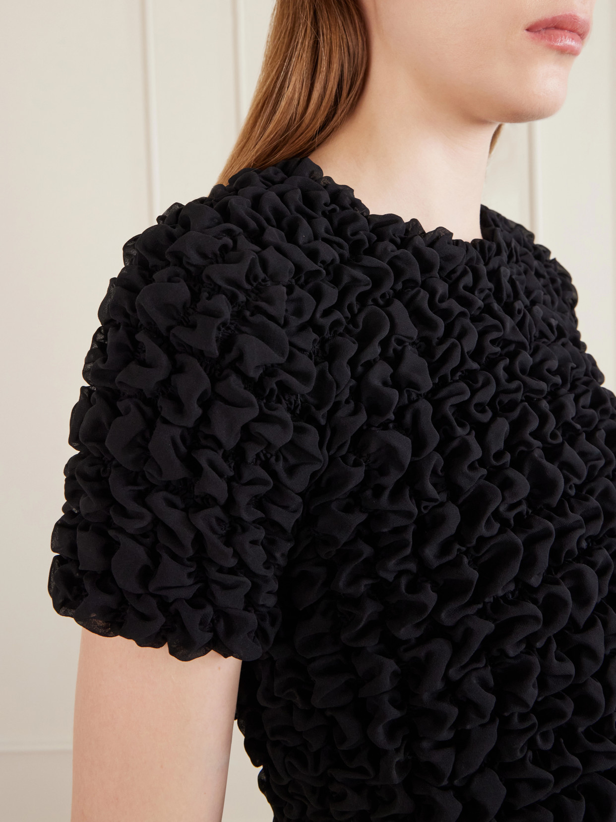 Polly Ruched Silk-Chiffon Top