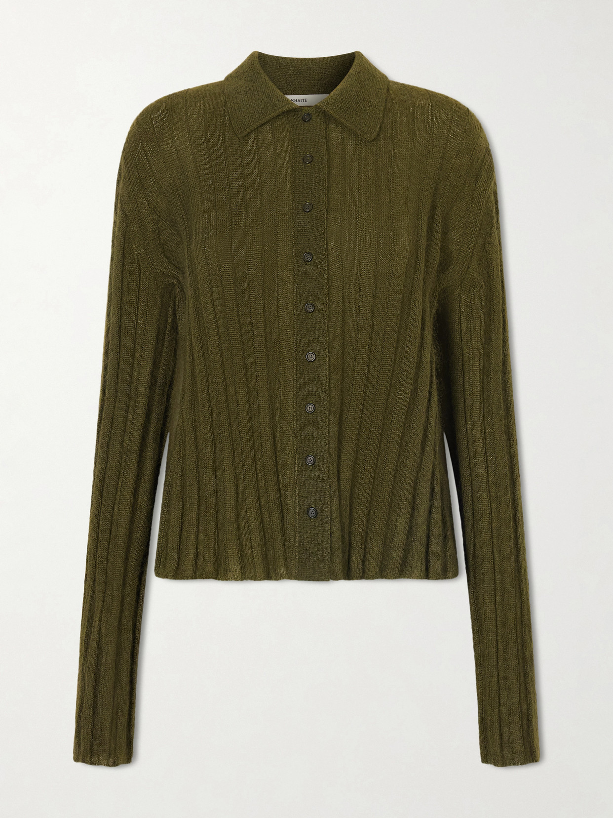 Khaite Meadow Ribbed Mohair And Silk-blend Cardigan In Green