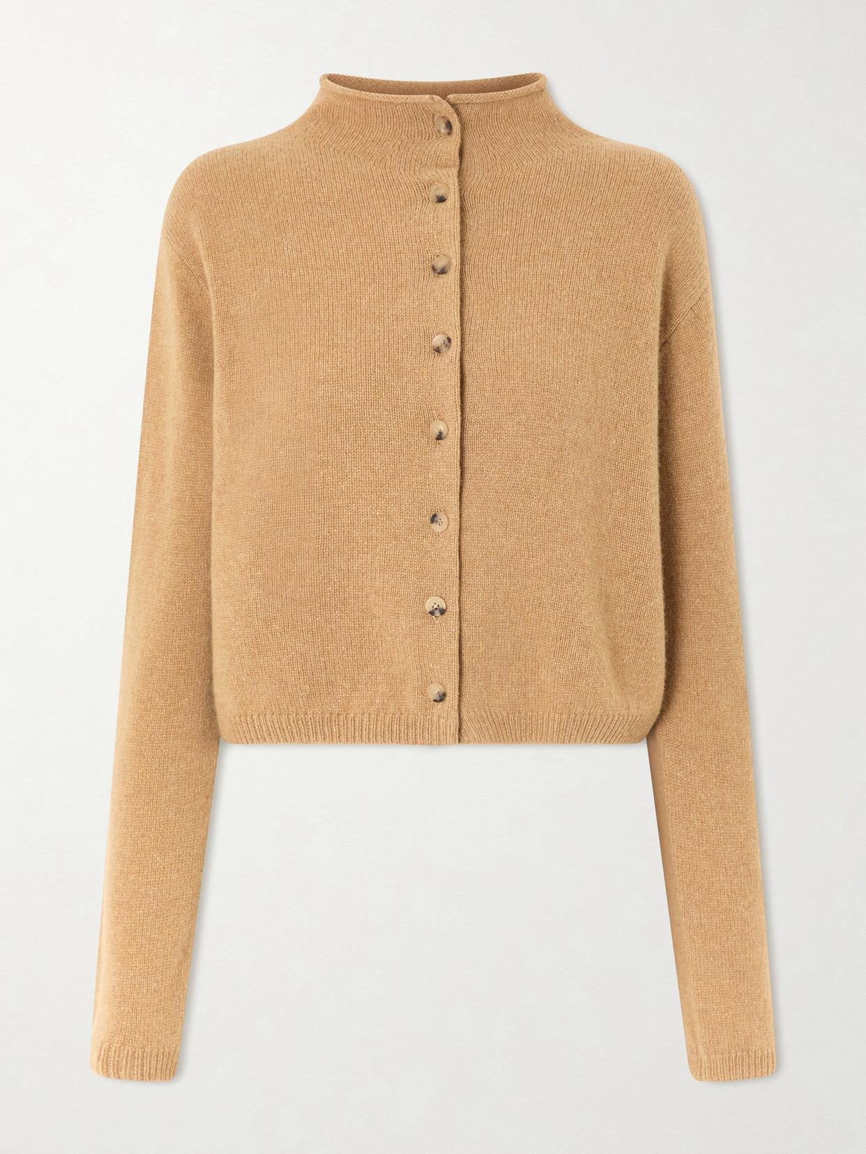 KHAITE - Annora Wool And Cashmere-blend Turtleneck Cardigan - Neutrals