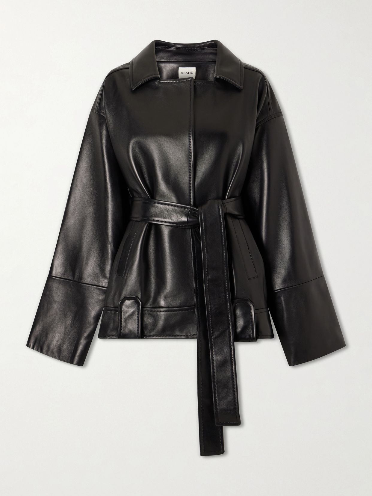 Alder belted leather jacket