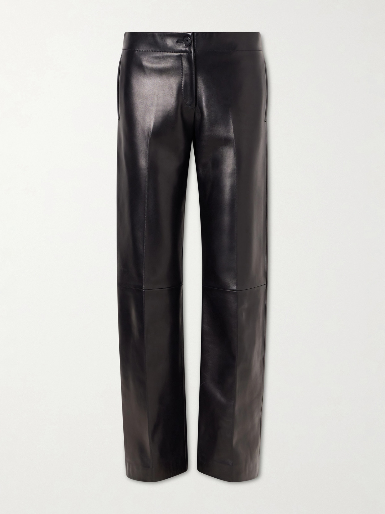Khaite Mita Leather Straight-leg Pants In Black