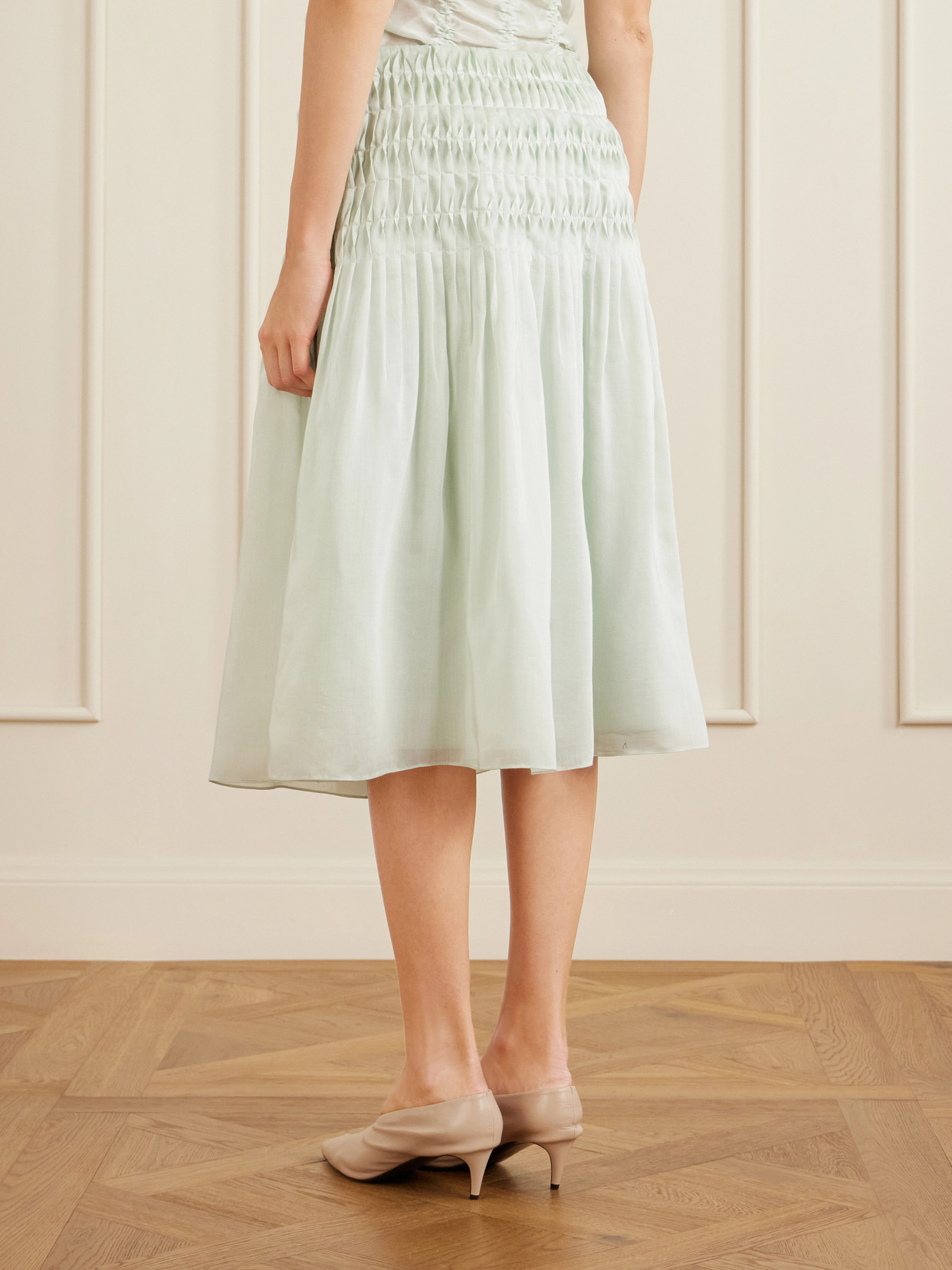 Florence Shirred Lyocell And Silk-Blend Skirt