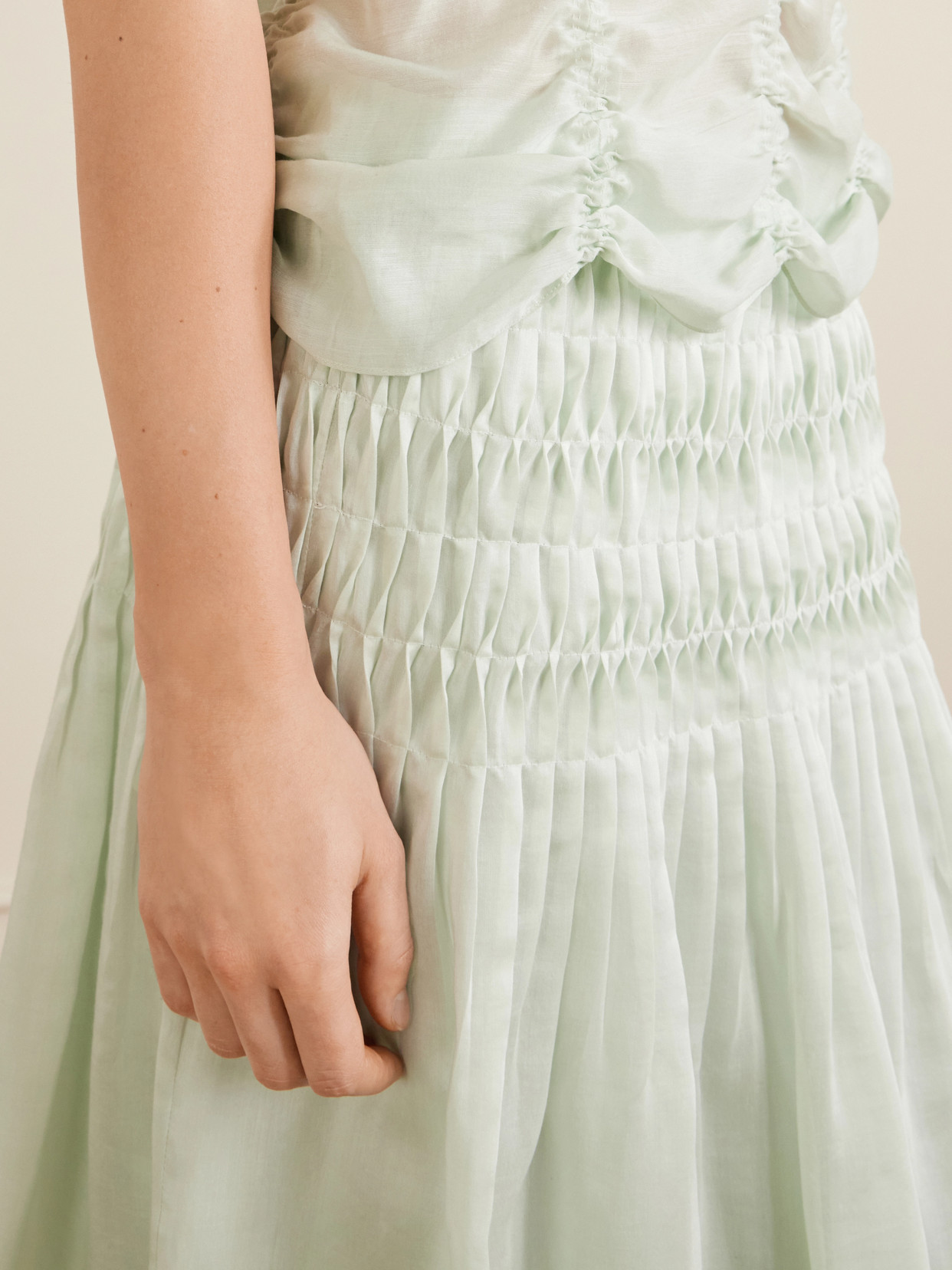 Florence Shirred Lyocell And Silk-Blend Skirt