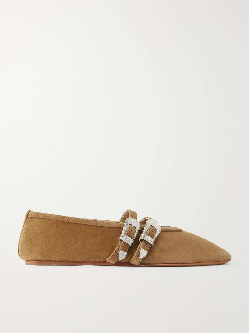 Le Monde Béryl Claudia Buckle-detail Suede Ballet Flats