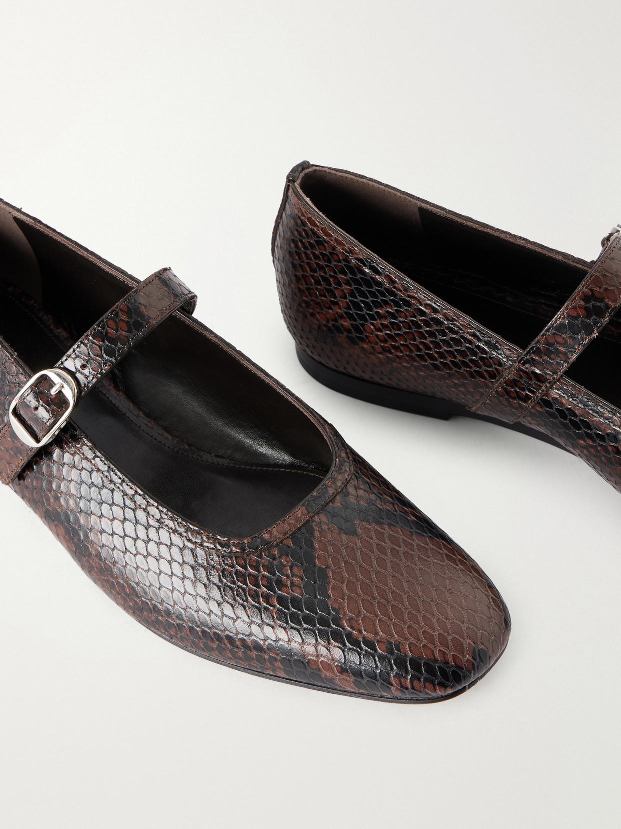 Le Monde Béryl - Mary Jane Snake-Effect Ballet Flats