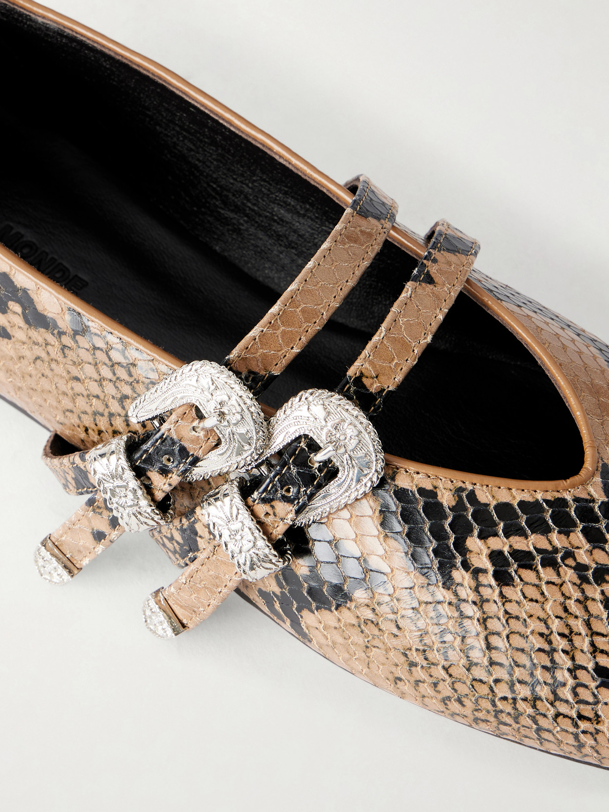 Le Monde Béryl - Claudia Snake-Effect Ballet Flats