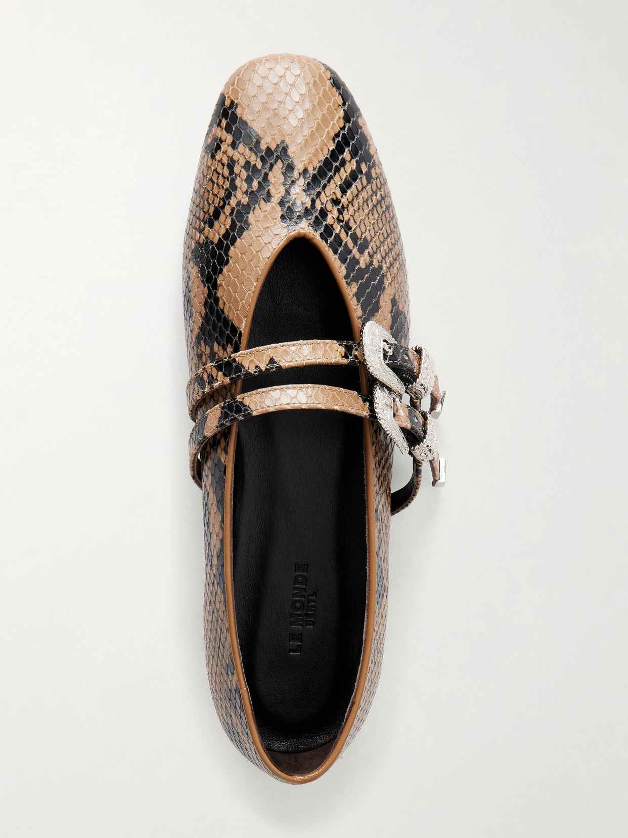 Le Monde Béryl - Claudia Snake-Effect Ballet Flats