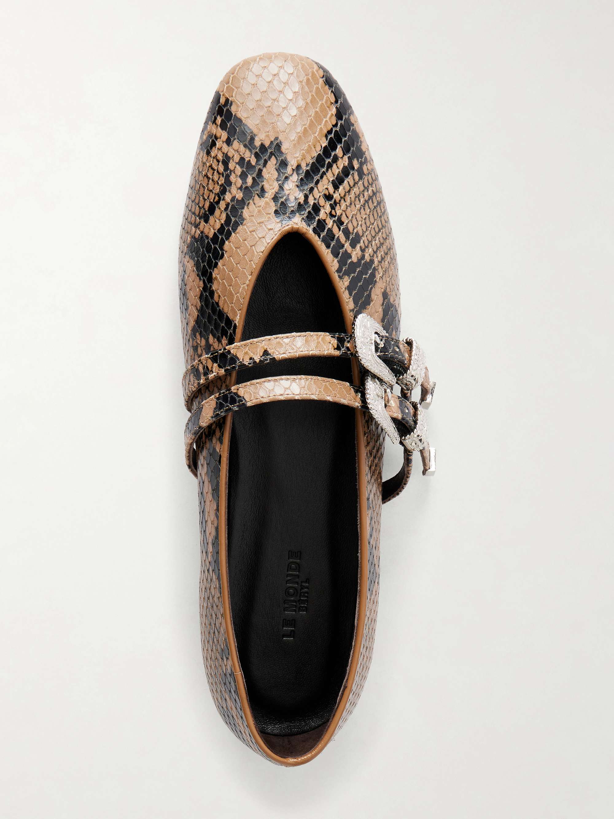 LE MONDE BERYL Claudia snake-effect leather ballet flats | NET-A