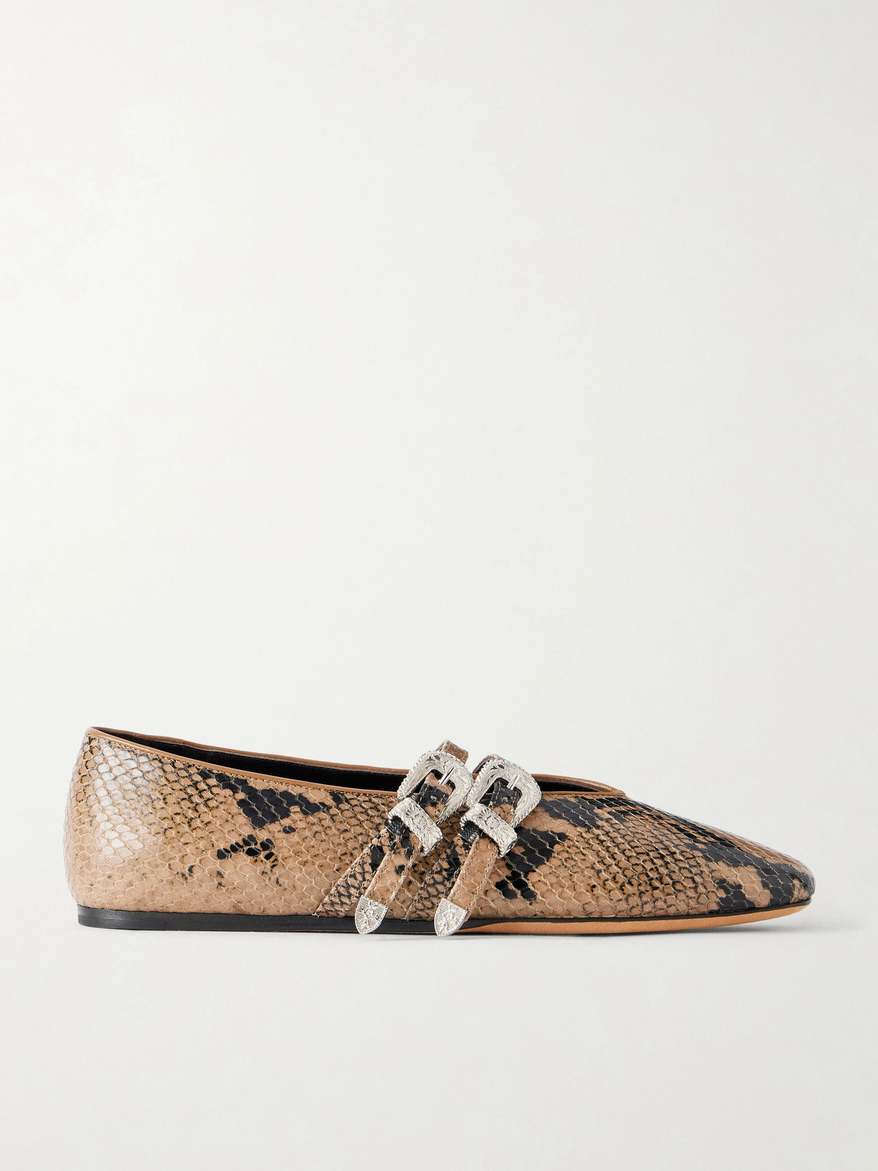 Le Monde Béryl - Claudia Snake-Effect Ballet Flats
