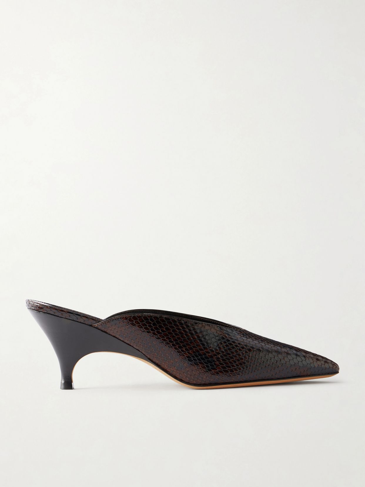 Petra 70 snake-effect leather mules