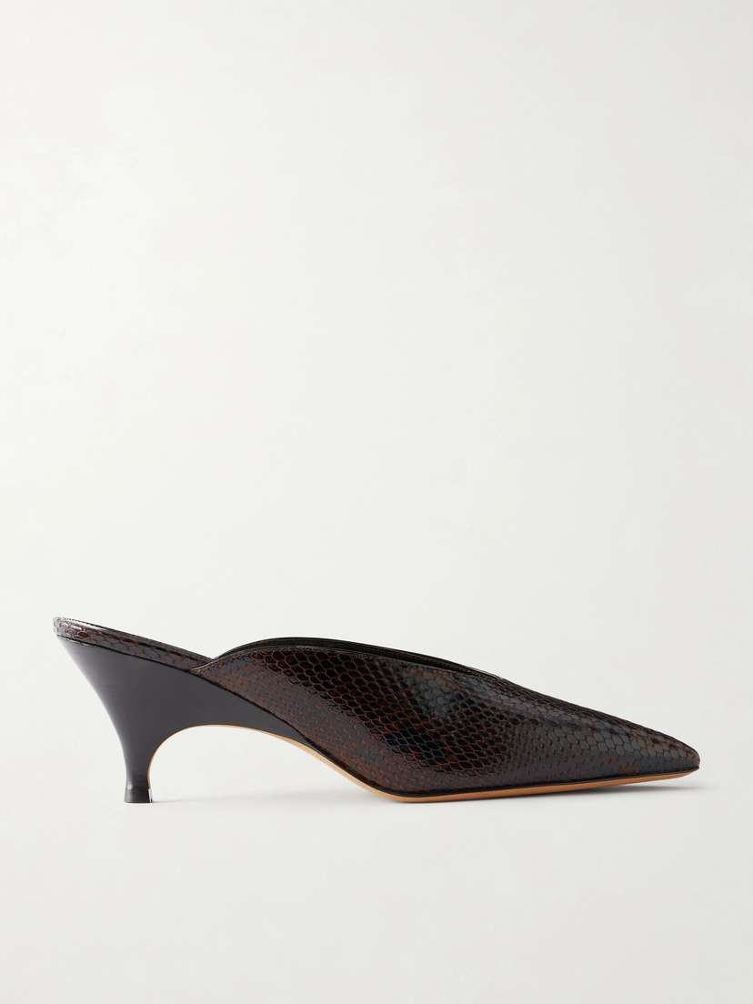 Le Monde Béryl Petra 70 Snake-effect Leather Mules