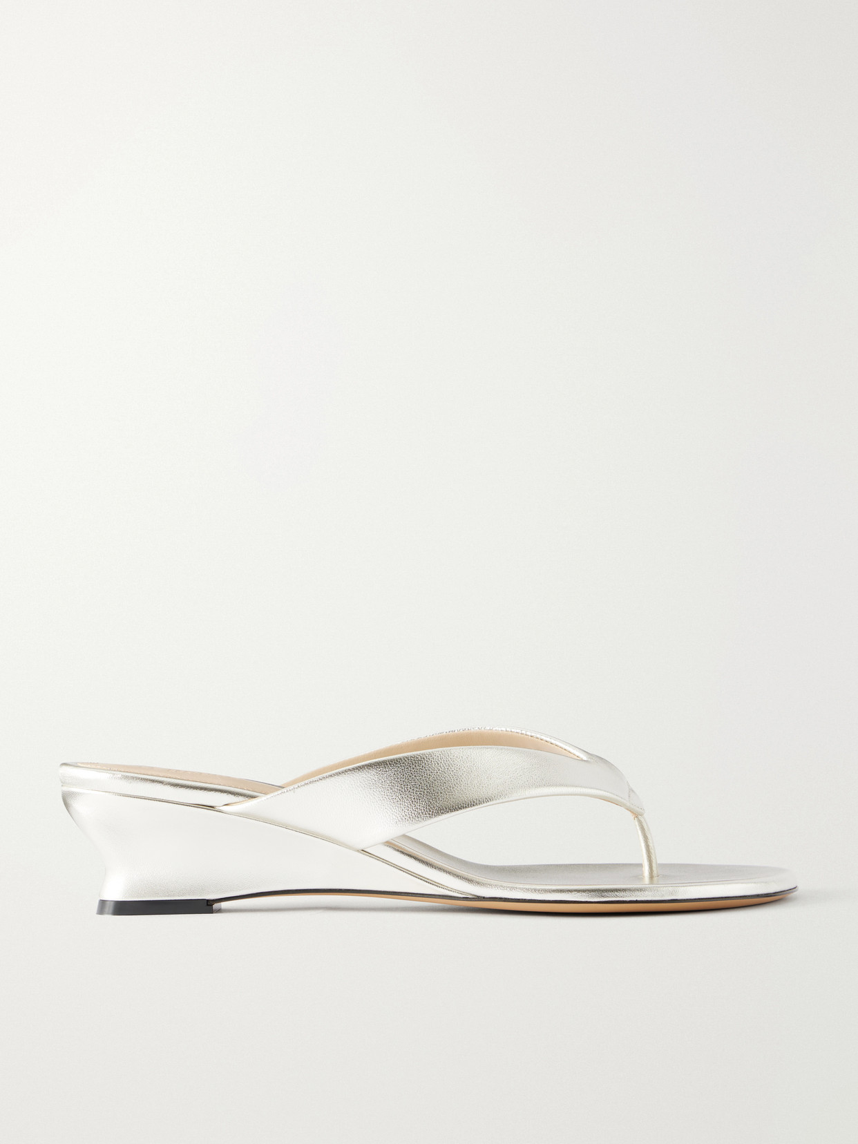 Le Monde Beryl Metallic Leather Wedge Sandals In Silver