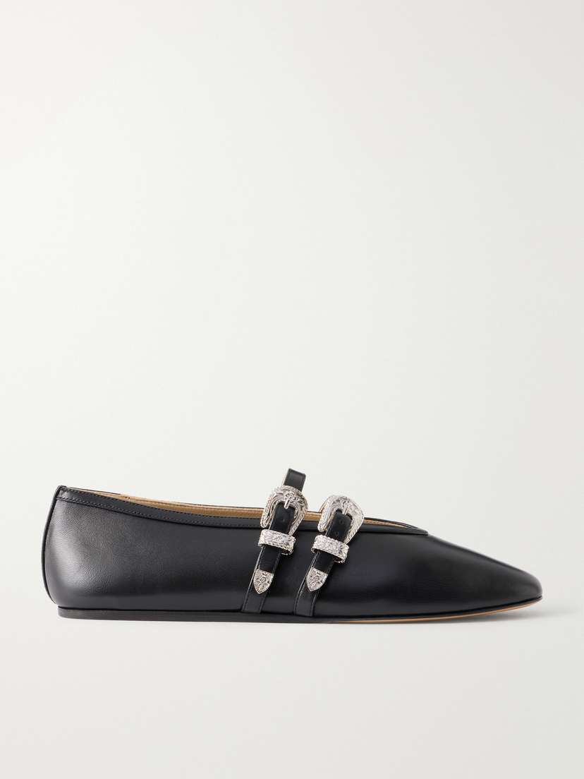 Le Monde Béryl Claudia Buckle-embellished Leather Ballet Flats