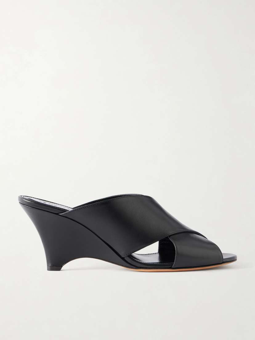Le Monde Béryl Luca 70 Leather Wedge Sandals