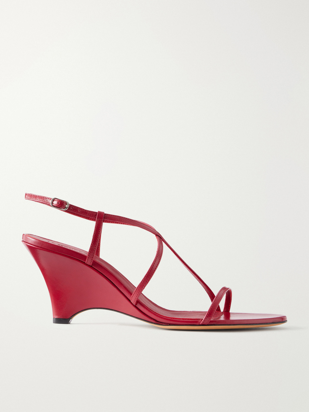 Le Monde Beryl Rio 70 Leather Wedge Sandals In Red