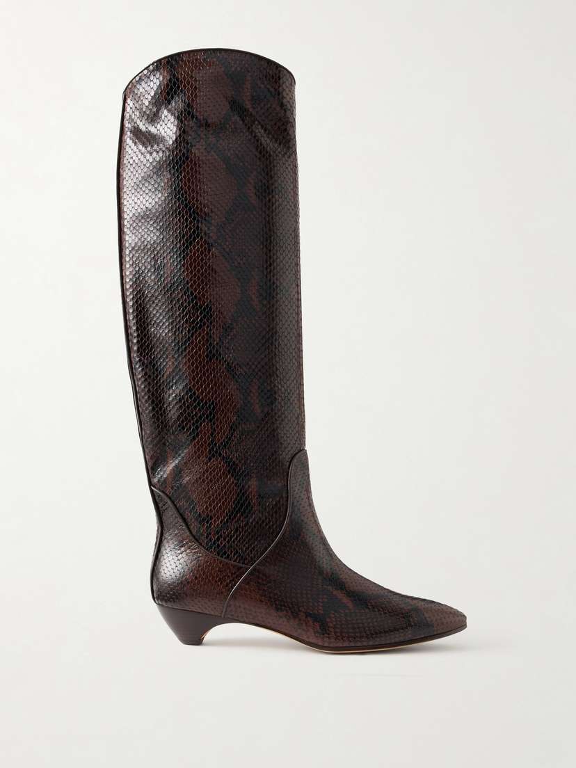 Le Monde Béryl Allegra 25 Snake-effect Leather Knee Boots