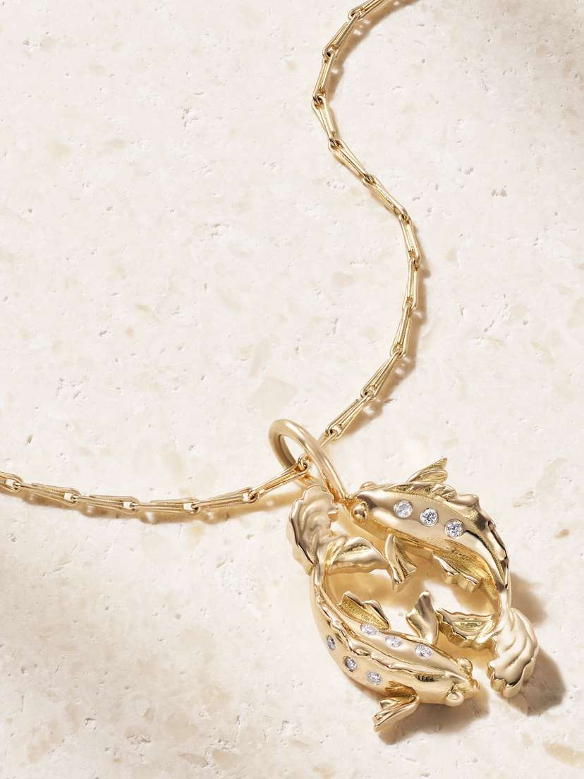Brent Neale Pisces 18-karat Gold Diamond Necklace