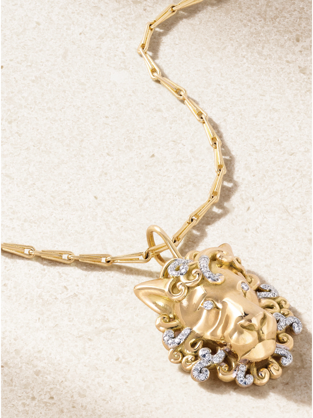 Brent Neale Leo 18-karat Gold And Rhodium Diamond Necklace