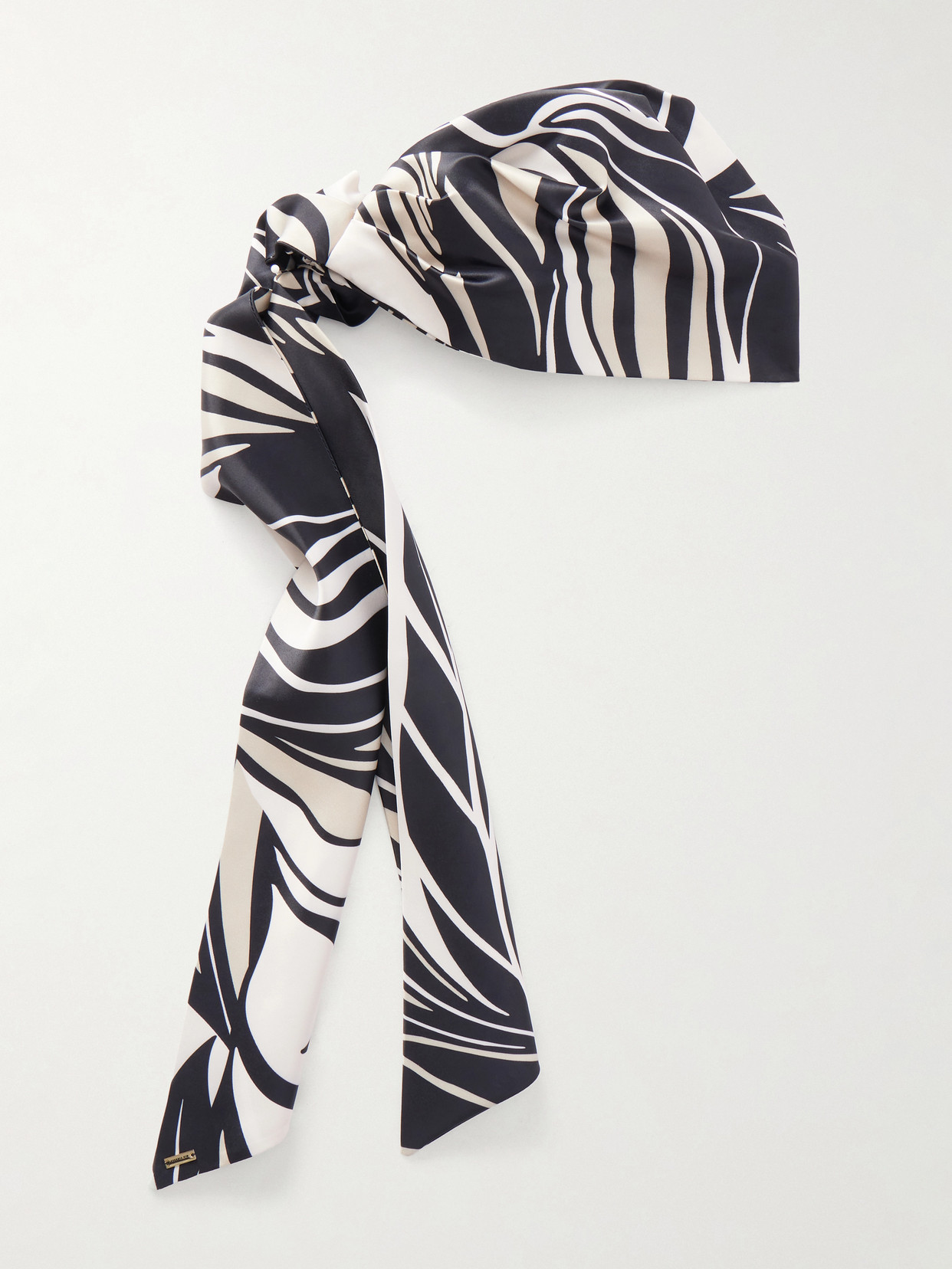 Eugenia Kim - Gigi Wave-printed Satin Scarf - Black
