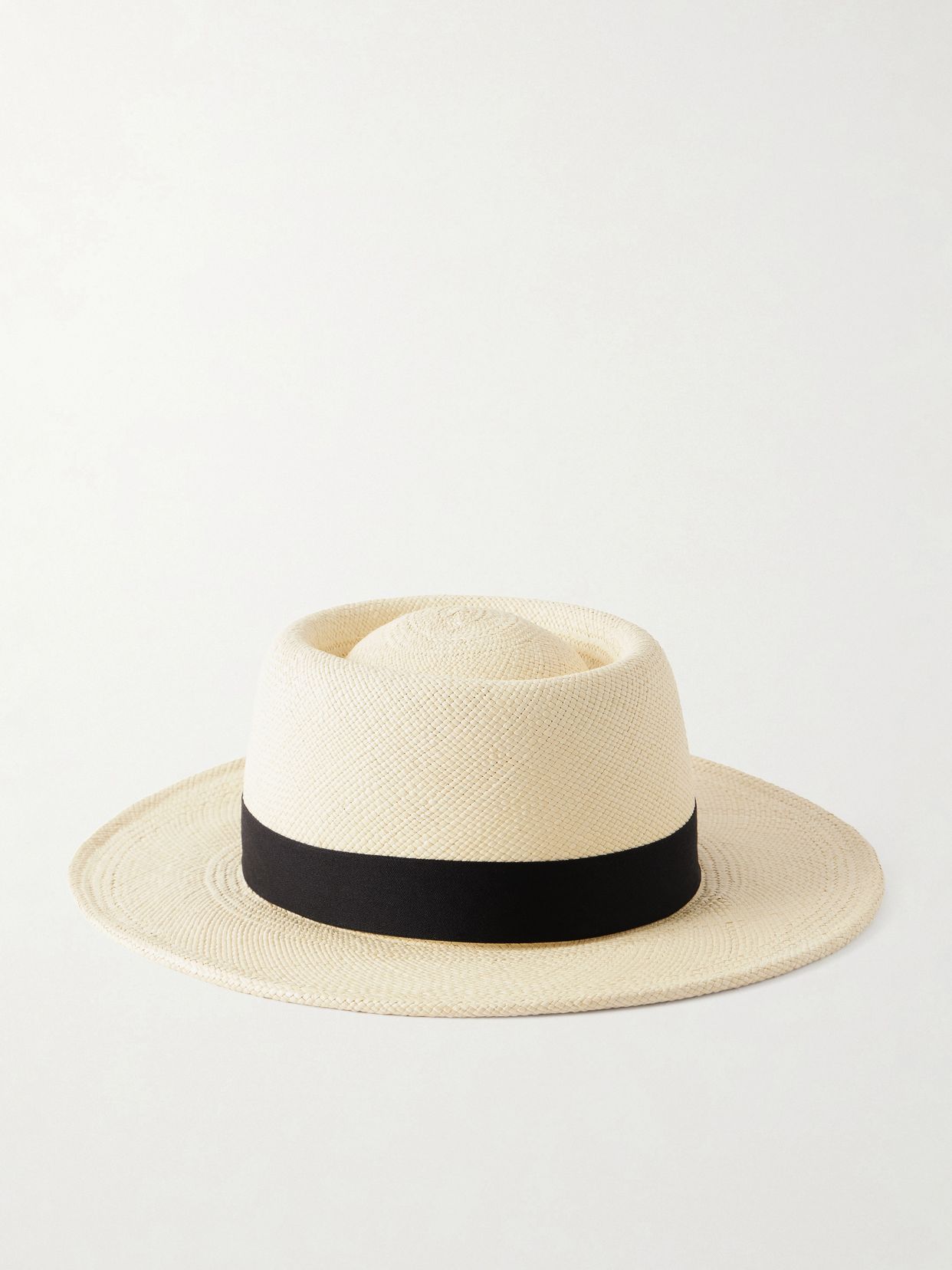 Sophia cotton-trimmed woven straw fedora