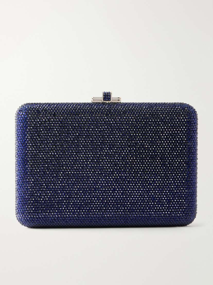 Judith Leiber Couture Slim Slide Crystal-embellished Silver-tone Clutch