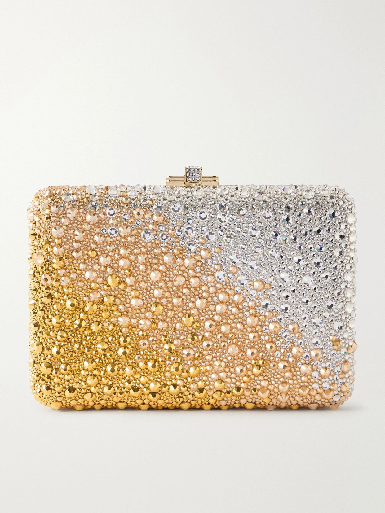 Slim Slide crystal-embellished silver-tone clutch