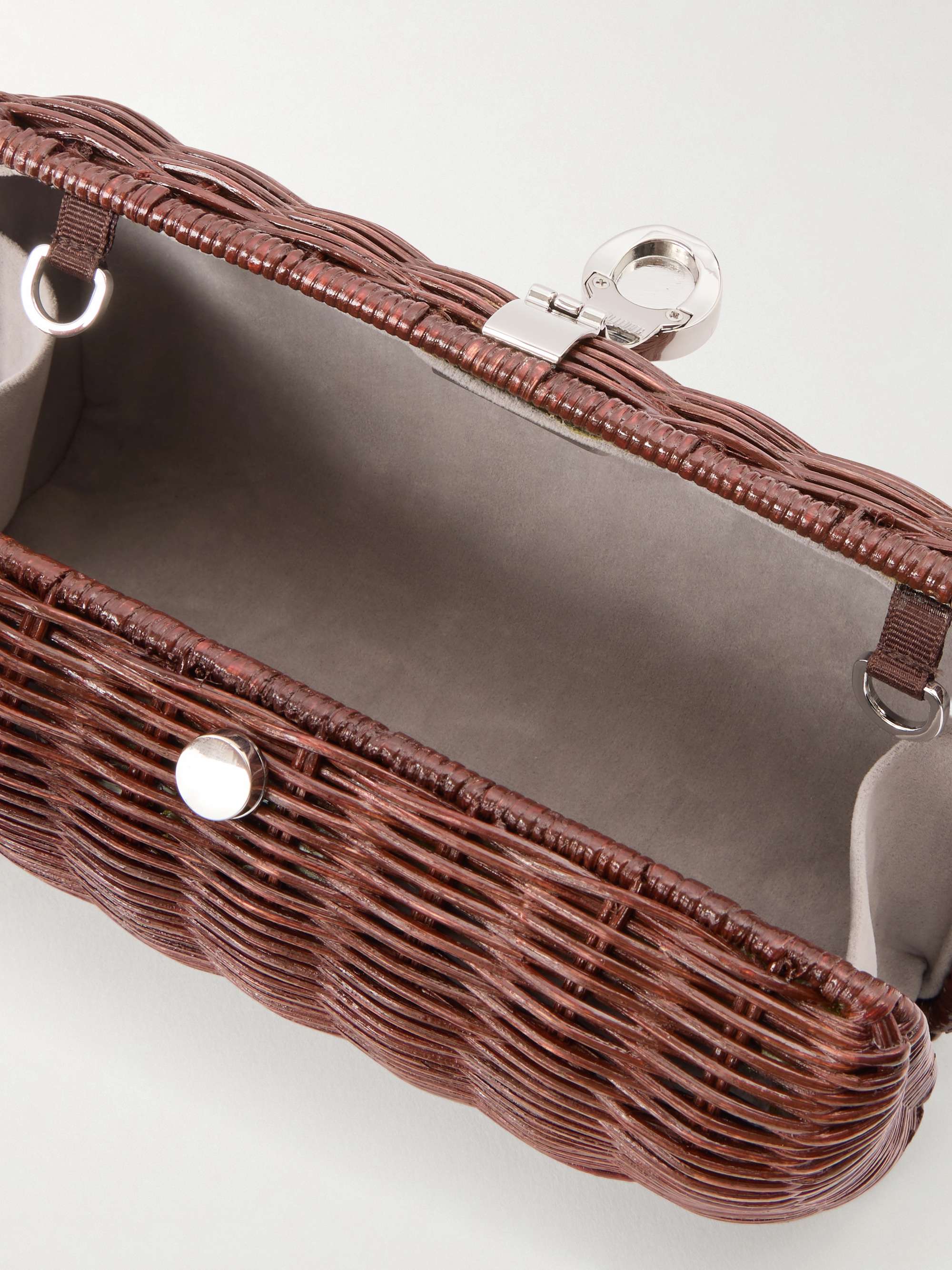 JUDITH LEIBER COUTURE Poppy Basket embellished raffia clutch | NET