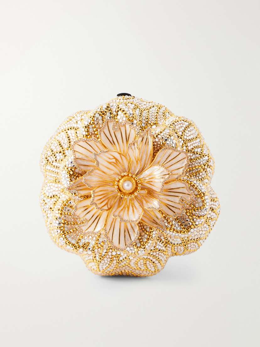 Judith Leiber Couture Magnolia Crystal-embellished Gold-tone Clutch