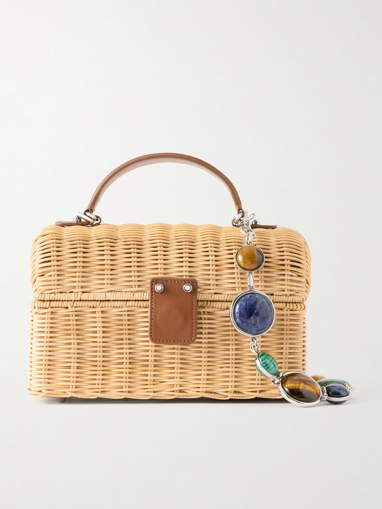 Judith Leiber Isla Basket Leather-trimmed Raffia Clutch In Neutral