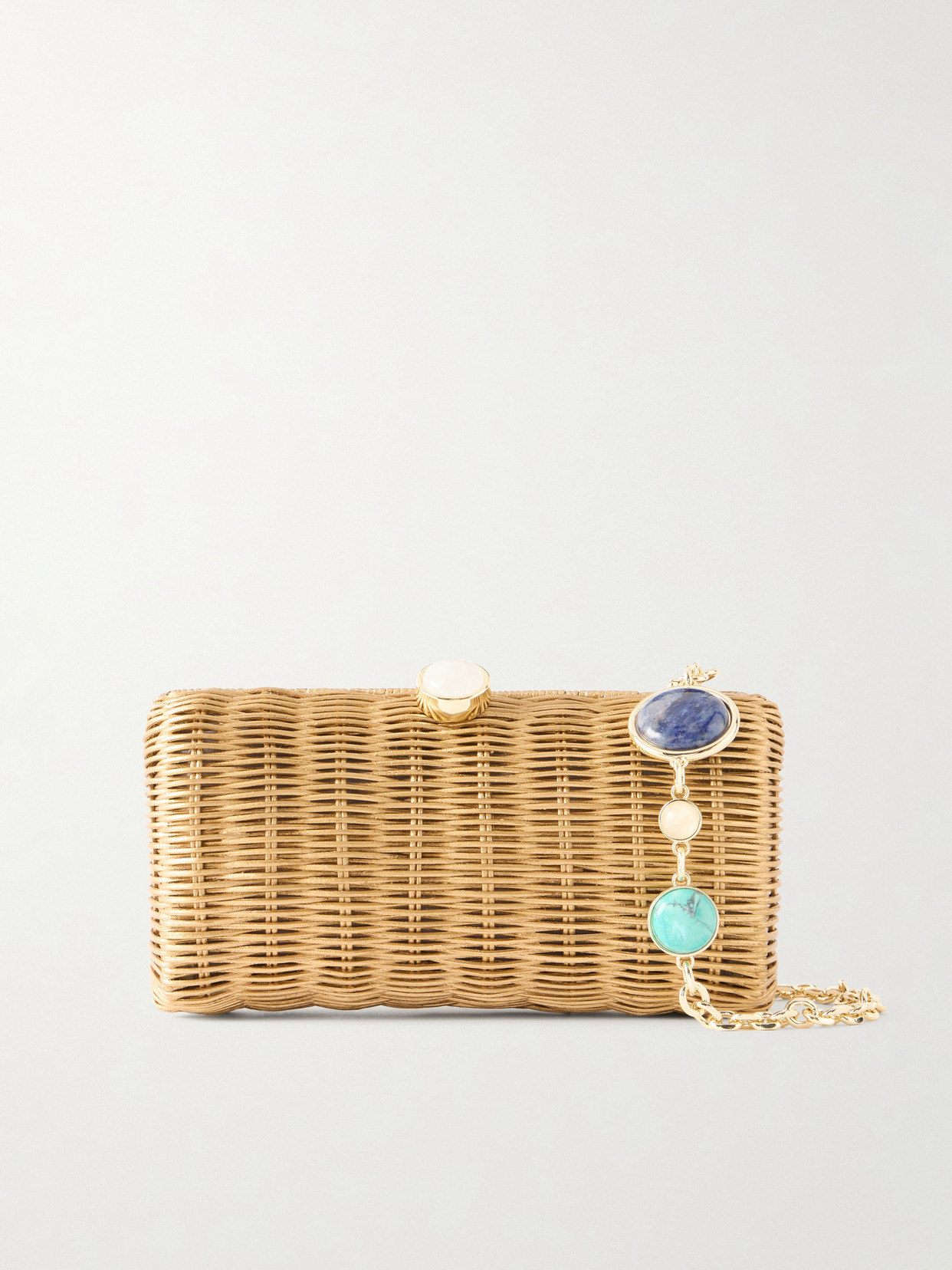 Judith Leiber Poppy Basket Rattan Clutch In Neutral